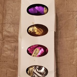 Package Of Five Metallic Ribbons, purple, gold pin